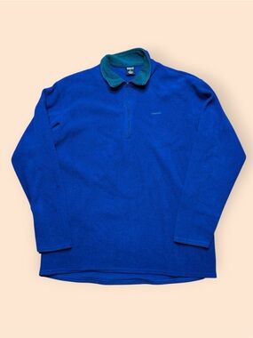 Vintage 1990s Patagonia Capilene 1/4 Zip Fleece Pullover Men’s XL Blue 90s Vtg